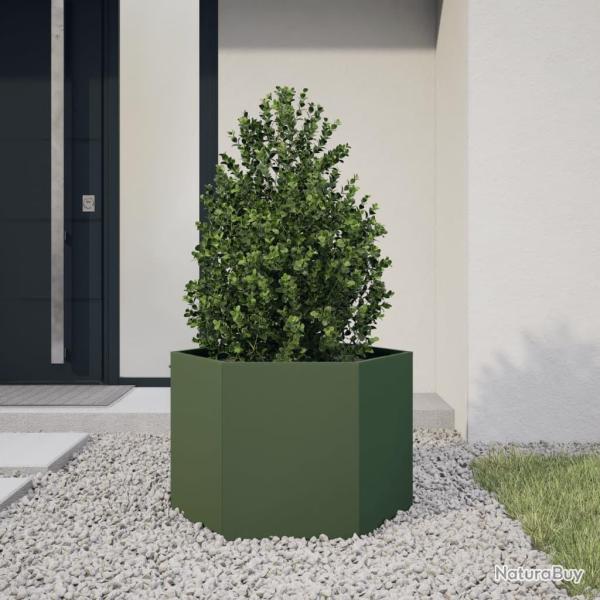 Jardini�re vert olive hexagone 69x60x45 cm acier