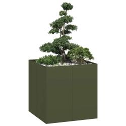 Jardini&egrave;re vert olive 80x80x80 cm acier