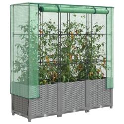 Jardini&egrave;re sur&eacute;lev&eacute;e avec housse aspect rotin 120x40x138 cm alsavelo