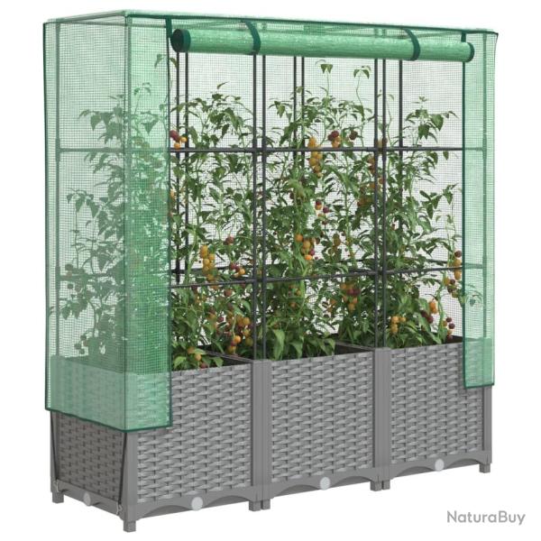 Jardini�re sur�lev�e avec housse aspect rotin 120x40x138 cm