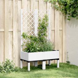 Jardini&egrave;re avec treillis blanc 80x40x142 cm PP