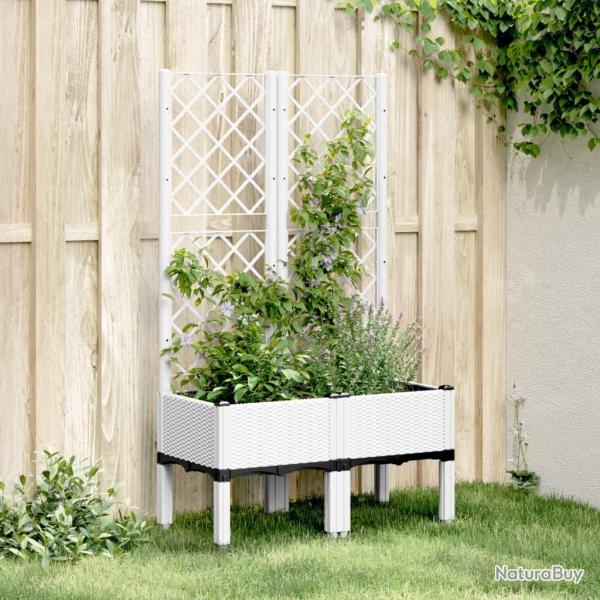 Jardini�re avec treillis blanc 80x40x142 cm PP