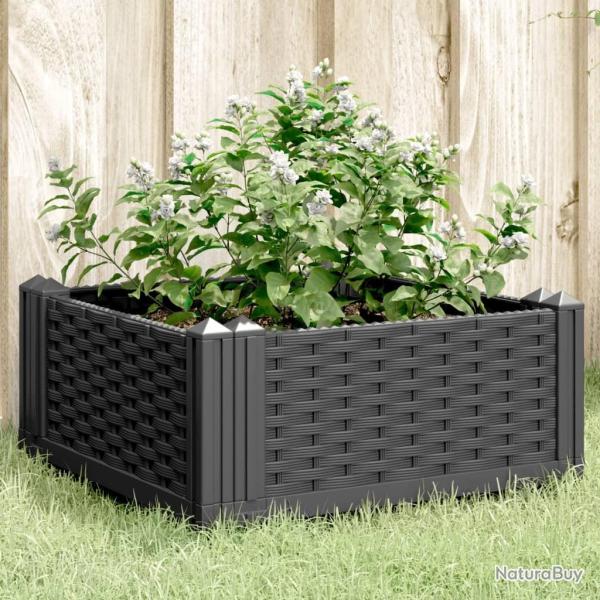 Jardini�re avec piquets noir 42,5x42,5x28,5 cm PP alsavelo