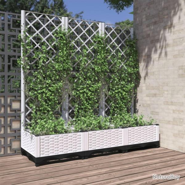 Jardinire avec treillis Blanc 120x40x121,5 cm PP alsavelo
