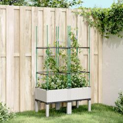 Jardini&egrave;re avec treillis blanc 80x40x142,5 cm PP