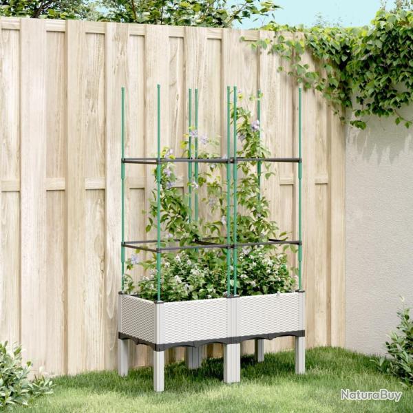 Jardini�re avec treillis blanc 80x40x142,5 cm PP