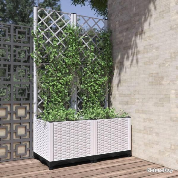 Jardini�re avec treillis Blanc 80x40x136 cm PP