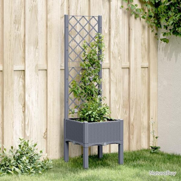Jardini�re avec treillis bleu gris 40x40x142 cm PP