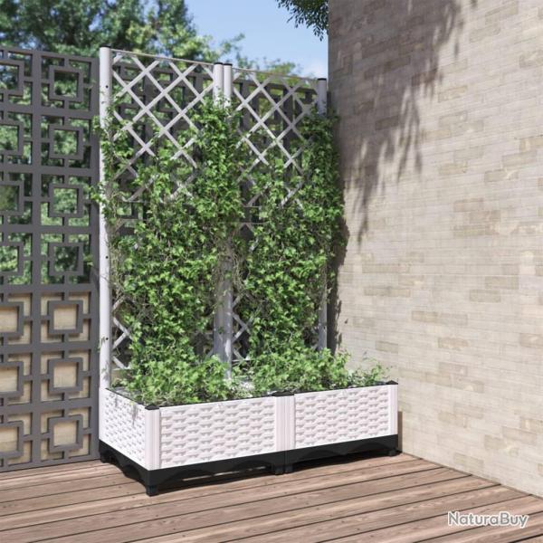 Jardini�re avec treillis Blanc 80x40x121,5 cm PP