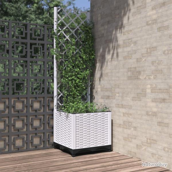 Jardini�re avec treillis Blanc 40x40x136 cm PP
