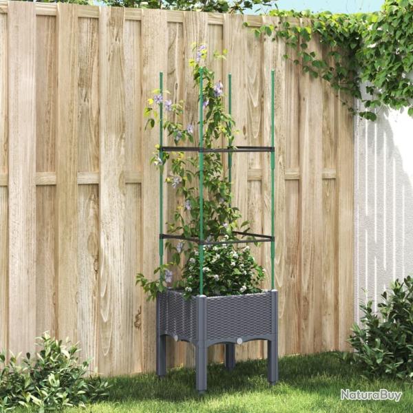 Jardini�re avec treillis bleu gris 40x40x142,5 cm PP alsavelo