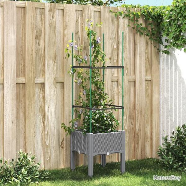 Jardini�re avec treillis gris clair 40x40x142,5 cm PP