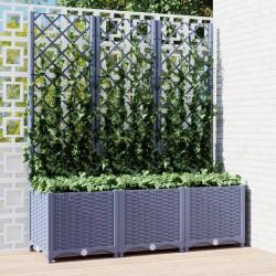 Jardini&egrave;re avec treillis bleu gris 120x40x136 cm PP