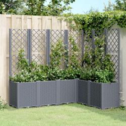 Jardini&egrave;re avec treillis gris 160x120x140 cm PP