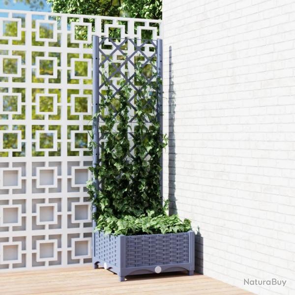Jardini�re avec treillis bleu gris 40x40x121,5 cm PP