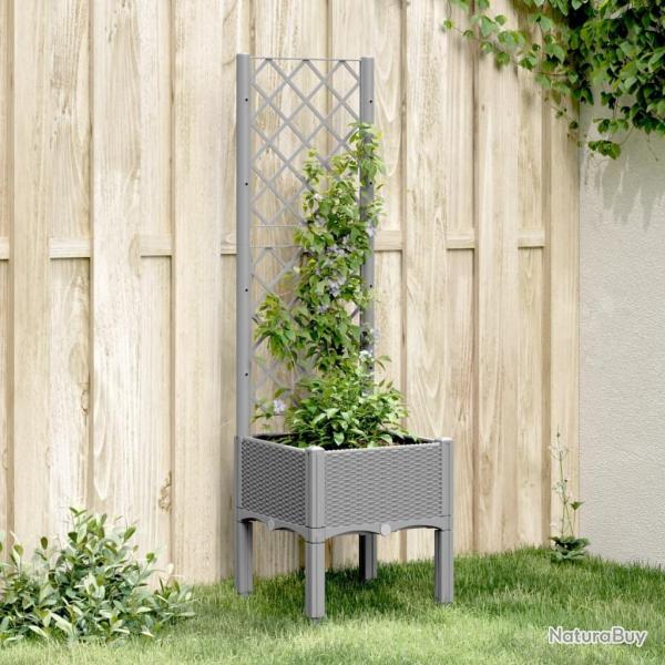 Jardinire avec treillis gris clair 40x40x142 cm PP alsavelo