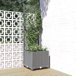 Jardini&egrave;re avec treillis Gris clair 40x40x136 cm PP