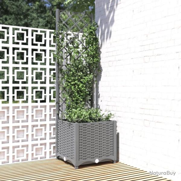 Jardini�re avec treillis Gris clair 40x40x136 cm PP