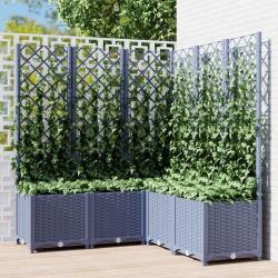 Jardini&egrave;re avec treillis bleu gris 120x120x136 cm PP