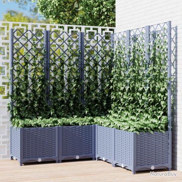 Jardini�re avec treillis bleu gris 120x120x136 cm PP