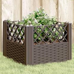 Jardini&egrave;re avec piquets marron 43,5x43,5x43,5 cm PP