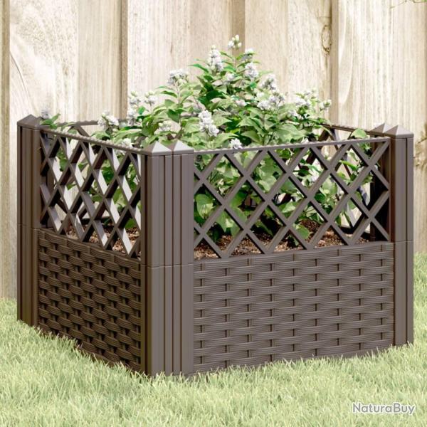 Jardini�re avec piquets marron 43,5x43,5x43,5 cm PP alsavelo