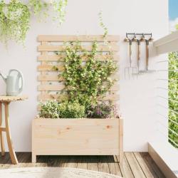 Jardini&egrave;re avec support 79x39,5x114 cm bois de pin massif alsavelo