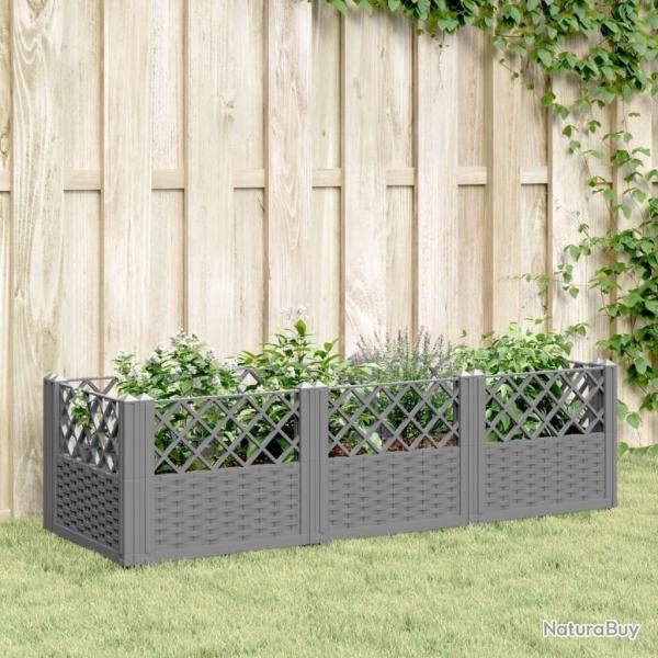 Jardini�re avec piquets gris clair 123,5x43,5x43,5 cm PP