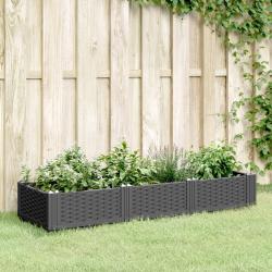 Jardini&egrave;re avec piquets noir 125x40x28,5 cm PP alsavelo