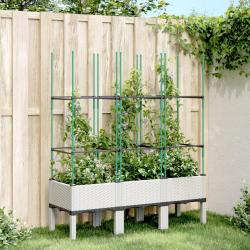 Jardini&egrave;re avec treillis blanc 120x40x142,5 cm PP