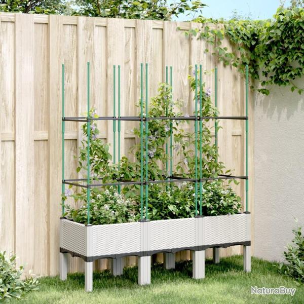 Jardini�re avec treillis blanc 120x40x142,5 cm PP