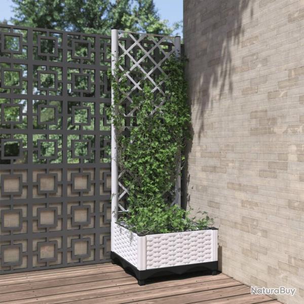 Jardini�re avec treillis Blanc 40x40x121,5 cm PP