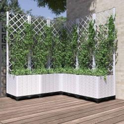 Jardini&egrave;re avec treillis Blanc 120x120x136 cm PP alsavelo