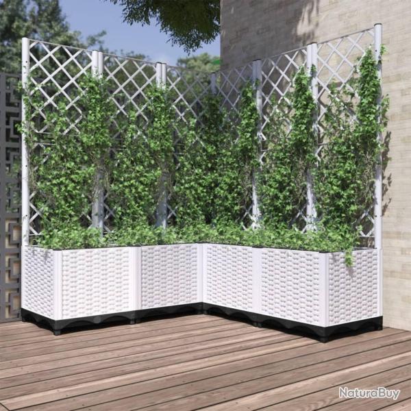 Jardini�re avec treillis Blanc 120x120x136 cm PP