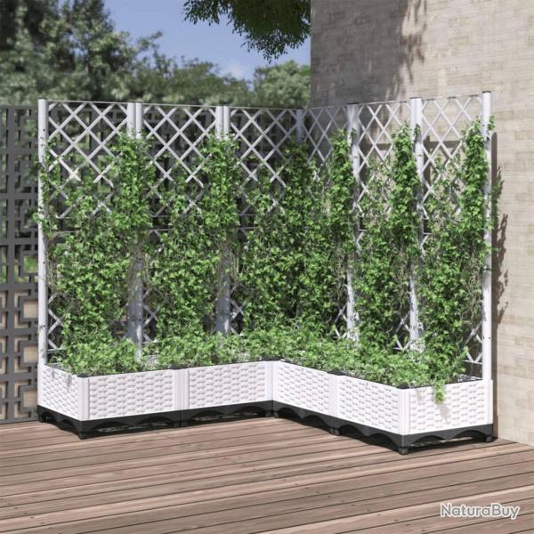 Jardinire avec treillis Blanc 120x120x121,5 cm PP alsavelo