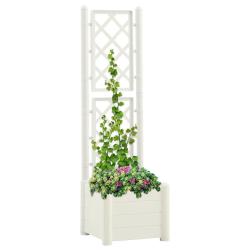 Jardini&egrave;re avec treillis 43x43x142 cm PP Blanc