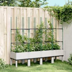 Jardini&egrave;re avec treillis blanc 160x40x142,5 cm PP