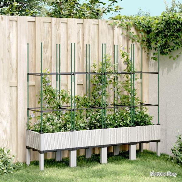 Jardini�re avec treillis blanc 160x40x142,5 cm PP