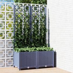 Jardini&egrave;re avec treillis bleu gris 80x40x136 cm PP