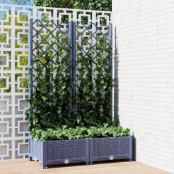Jardini&egrave;re avec treillis bleu gris 80x40x121,5 cm PP