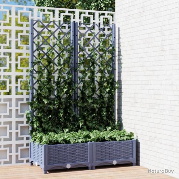 Jardini�re avec treillis bleu gris 80x40x121,5 cm PP