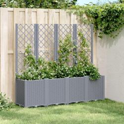 Jardini&egrave;re avec treillis bleu gris 160x40x140 cm PP