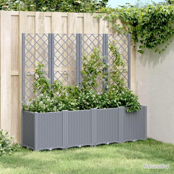 Jardini�re avec treillis bleu gris 160x40x140 cm PP