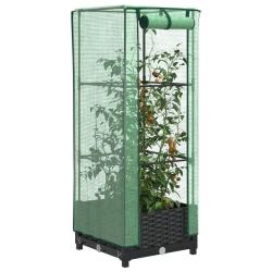 Jardini&egrave;re sur&eacute;lev&eacute;e avec housse aspect rotin 40x40x123 cm