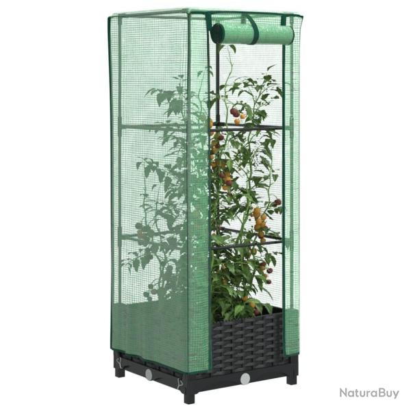Jardini�re sur�lev�e avec housse aspect rotin 40x40x123 cm