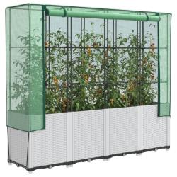 Jardini&egrave;re sur&eacute;lev&eacute;e avec housse aspect rotin 160x40x153 cm