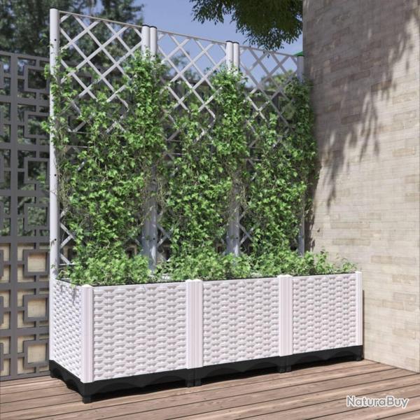 Jardini�re avec treillis Blanc 120x40x136 cm PP