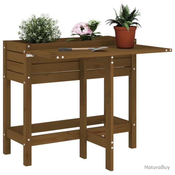 Jardini�re de jardin avec dessus pliable brun miel pin massif