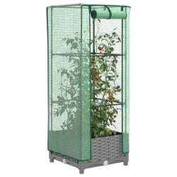 Jardini&egrave;re sur&eacute;lev&eacute;e avec housse aspect rotin 40x40x123 cm
