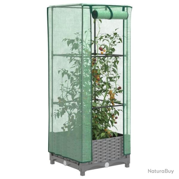 Jardini�re sur�lev�e avec housse aspect rotin 40x40x123 cm